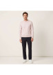 Thumbnail Pull en coton biologique rose uni pourvu d'un col rond et d'un aspect fumé - Image 4