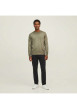 Thumbnail Pull en coton biologique olive uni pourvu d'un col rond et d'un aspect fumé - Image 4