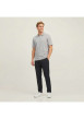 Thumbnail Polo en coton biologique gris uni avec une coupe droite et un col à revers - Image 5