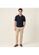 Thumbnail Polo en coton biologique marine uni avec une coupe droite et un col revers - Image 4