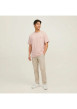 Thumbnail T-shirt en coton rose imprimé à coupe droite pourvu d'un col rond - Image 4