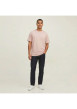 Thumbnail T-shirt en coton biologique rose imprimé à coupe droite pourvu d'un col rond - Image 4