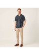 Thumbnail Chemise en coton mélangé marine à coupe ajustée ornée d'un motif à rayures - Image 3