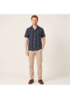 Thumbnail Chemise en coton mélangé marine à coupe ajustée ornée d'un motif à rayures - Image 4