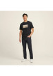 Thumbnail T-shirt en coton noir imprimé avec une coupe droite et un col rond - Image 4