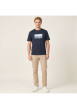 Thumbnail T-shirt en coton marine imprimé avec une coupe droite et un col rond - Image 3