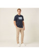 Thumbnail T-shirt en coton marine imprimé avec une coupe droite et un col rond - Image 4