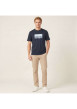 Thumbnail T-shirt en coton marine imprimé avec une coupe droite et un col rond - Image 5