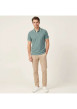 Thumbnail Polo en coton biologique bleu vert uni avec une coupe slim et un col à revers - Image 2