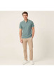 Thumbnail Polo en coton biologique bleu vert uni avec une coupe slim et un col à revers - Image 3