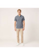 Thumbnail Polo en coton biologique bleu gris uni avec une coupe slim et un col à revers - Image 2