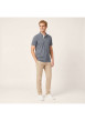 Thumbnail Polo en coton biologique bleu gris uni avec une coupe slim et un col à revers - Image 3