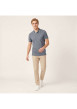 Thumbnail Polo en coton biologique bleu gris uni avec une coupe slim et un col à revers - Image 4