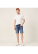 Thumbnail Short en coton indigo délavé avec une coupe droite et 5 poches - Image 4