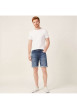 Thumbnail Short en coton indigo délavé avec une coupe droite et 5 poches - Image 5