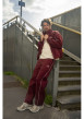 Thumbnail Pantalon jogging bordeaux uni pourvu d'une taille élastiquée - Image 7