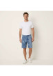 Thumbnail Short en coton mélangé bleu à motifs pourvu d'une coupe droite - Image 4