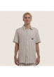 Thumbnail Chemise en coton mélangé beige à coupe droite ornée d'un motif à rayures - Image 3