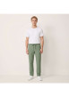 Thumbnail Pantalon Milak en coton vert à coupe droite pourvu d'une taille élastiquée - Image 4