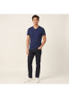 Thumbnail T-shirt en coton marine uni avec une coupe droite et un col v - Image 6
