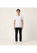 Thumbnail T-shirt en coton blanc uni avec une coupe droite et un col v - Image 4
