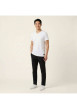 Thumbnail T-shirt en coton blanc uni avec une coupe droite et un col v - Image 5