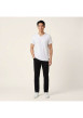 Thumbnail T-shirt en coton blanc uni avec une coupe droite et un col v - Image 6