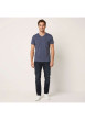 Thumbnail T-shirt marine uni pourvu d'un col v et des manches courtes - Image 4
