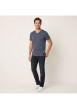 Thumbnail T-shirt marine uni pourvu d'un col v et des manches courtes - Image 5