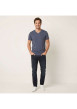 Thumbnail T-shirt marine uni pourvu d'un col v et des manches courtes - Image 6