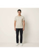 Thumbnail T-shirt en coton beige uni avec une coupe droite et un col rond - Image 4