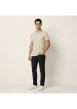 Thumbnail T-shirt en coton beige uni avec une coupe droite et un col rond - Image 5