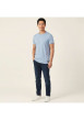 Thumbnail T-shirt en coton bleu uni pourvu d'une coupe droite et d'un col rond - Image 5