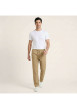 Thumbnail Pantalon chino en coton camel uni pourvu d'un cordon de serrage - Image 5