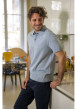 Thumbnail Polo en coton bleu uni avec une coupe droite et un col boutonné - Image 8