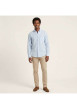 Thumbnail Chemise bleue claire en lin à rayures avec une coupe droite et un col américain - Image 4