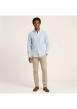 Thumbnail Chemise bleue claire en lin à rayures avec une coupe droite et un col américain - Image 6