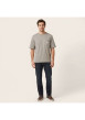 Thumbnail T-shirt en coton taupe uni avec une coupe droite et un col rond - Image 4