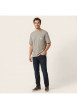 Thumbnail T-shirt en coton taupe uni avec une coupe droite et un col rond - Image 5
