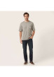 Thumbnail T-shirt en coton taupe uni avec une coupe droite et un col rond - Image 6