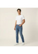 Thumbnail Jean en coton indigo uni avec une coupe slim et une fermeture par zip et bouton - Image 6
