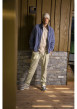 Thumbnail Blouson bleu uni avec une coupe droite col et une fermeture zippée - Image 4