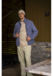 Thumbnail Blouson bleu uni avec une coupe droite col et une fermeture zippée - Image 5