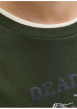 Thumbnail T-shirt en coton kaki imprimé Noël avec une coupe droite et un col rond - Image 3