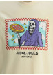 Thumbnail T-shirt en coton écru avec un squelette imprimé et un col rond - Image 2