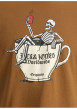 Thumbnail T-shirt en coton camel avec un squelette imprimé et un col rond - Image 2