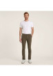Thumbnail Pantalon Chino en coton mélangé taupe uni avec coupe slim et passants - Image 2