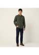 Thumbnail Chemise en coton kaki unie avec une coupe droite et un col français - Image 3