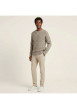 Thumbnail Pull beige uni avec une coupe droite à col rond et des manches longues - Image 3