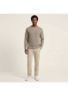 Thumbnail Pull beige uni avec une coupe droite à col rond et des manches longues - Image 4